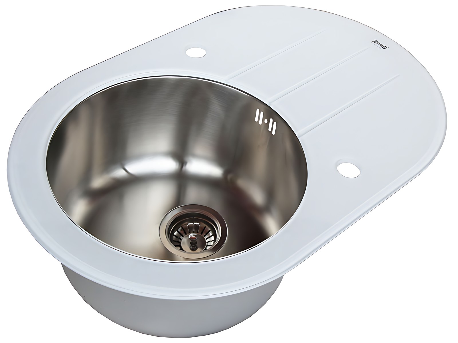 Мойка для кухни стеклянная Zorg Inox Glass GL-5077-OV-WHITE