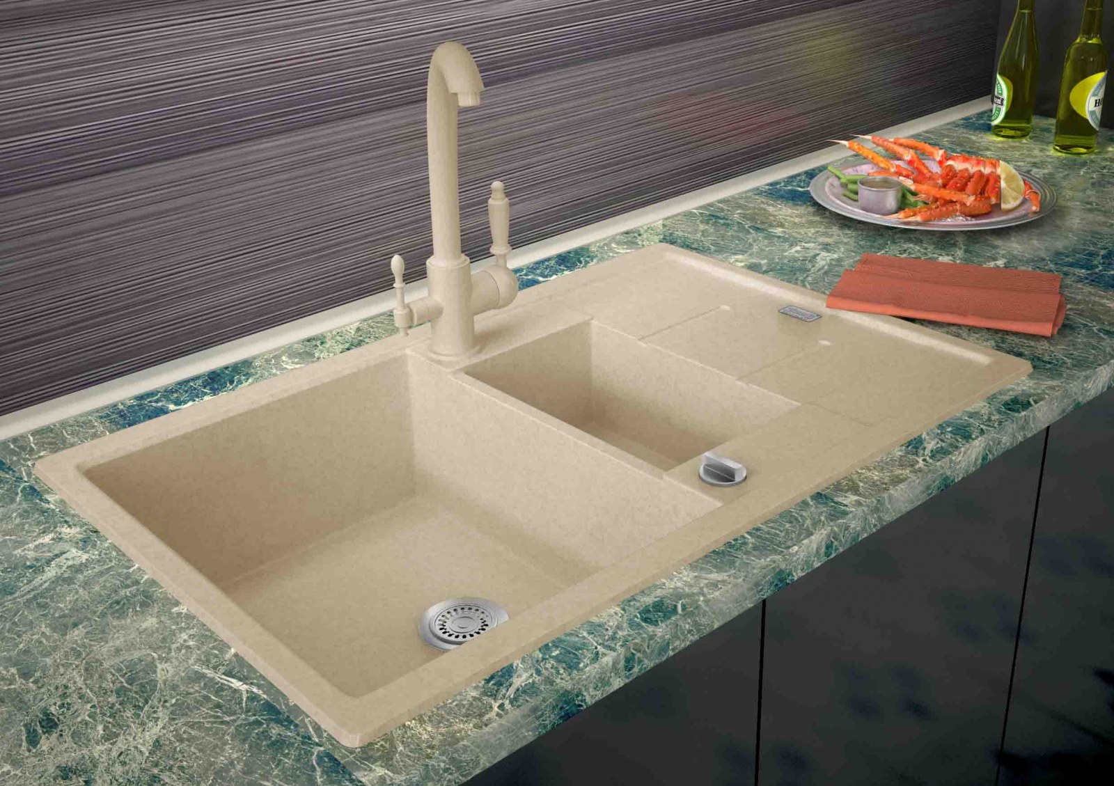 Мойка для кухни Zorg Granit GZR-78-2-50 Amelia Песочный